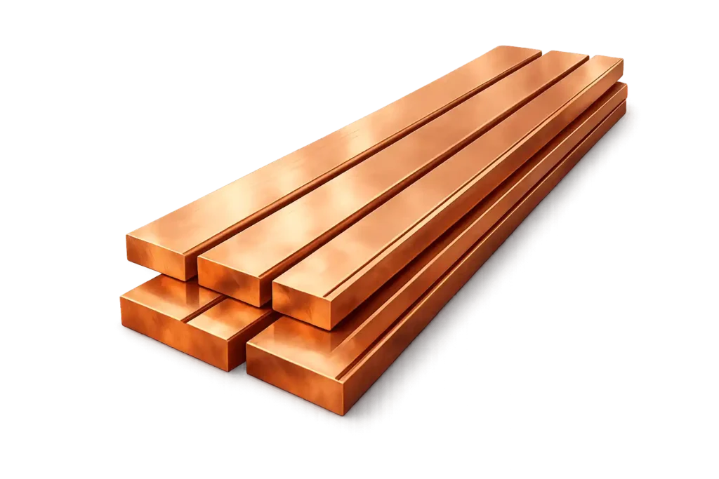 High-quality copper busbar flat bars manufactured by trusted busbar suppliers in Bahrain.