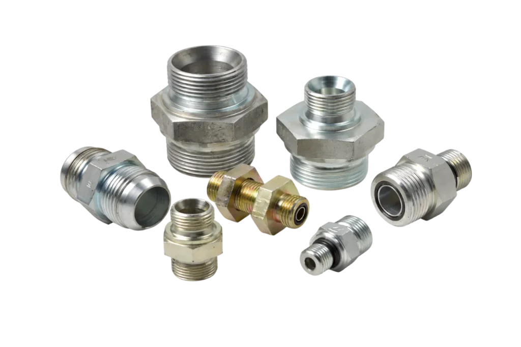 hydraulic pipe fittings and connectors supplied by reliable pipe fittings suppliers in Bahrain for industrial hydraulic systems.