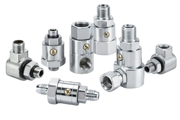 Stainless steel Parker hydraulic swivel fittings supplied by trusted Parker suppliers in Bahrain for industrial applications.