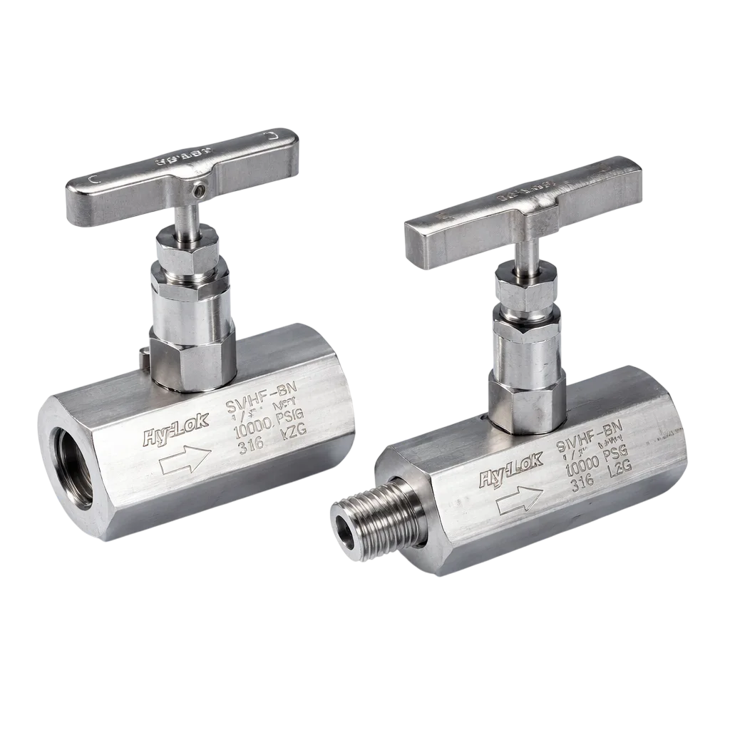 High precision stainless steel needle valves by Hylok suppliers in Bahrain for accurate flow and pressure control.