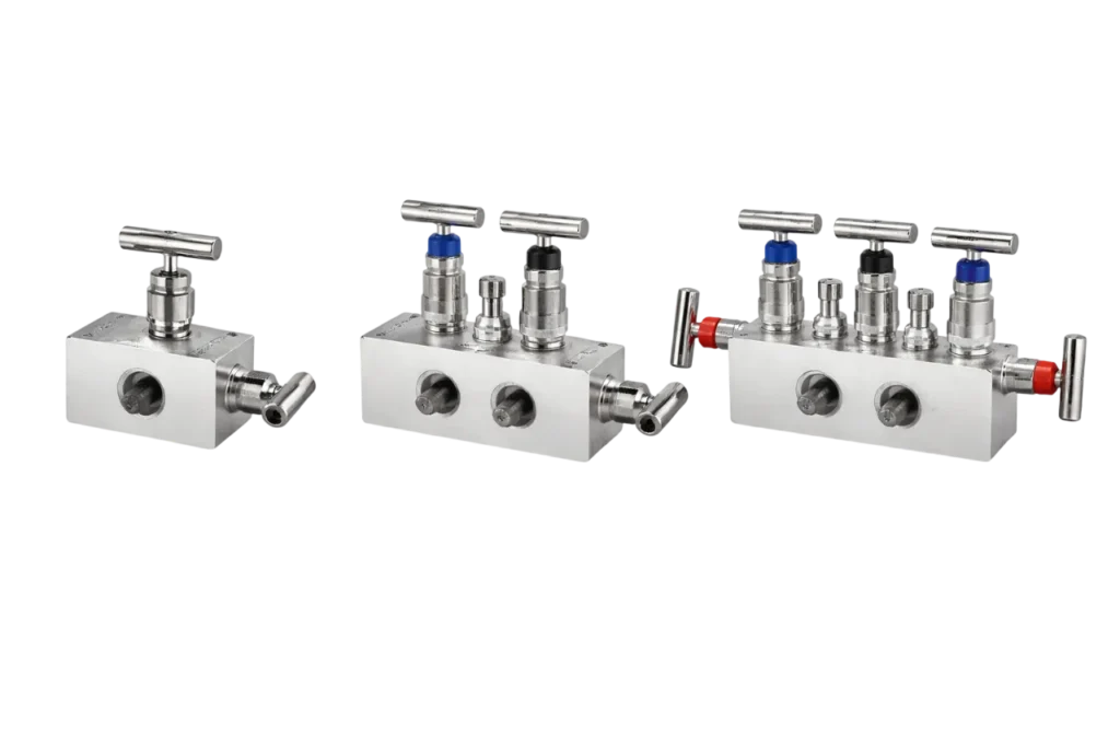 Comparison of 2 valve manifold 3 valve manifold and 5 valve manifold used in industrial instrumentation systems supplied by manifold valves suppliers in Bahrain.