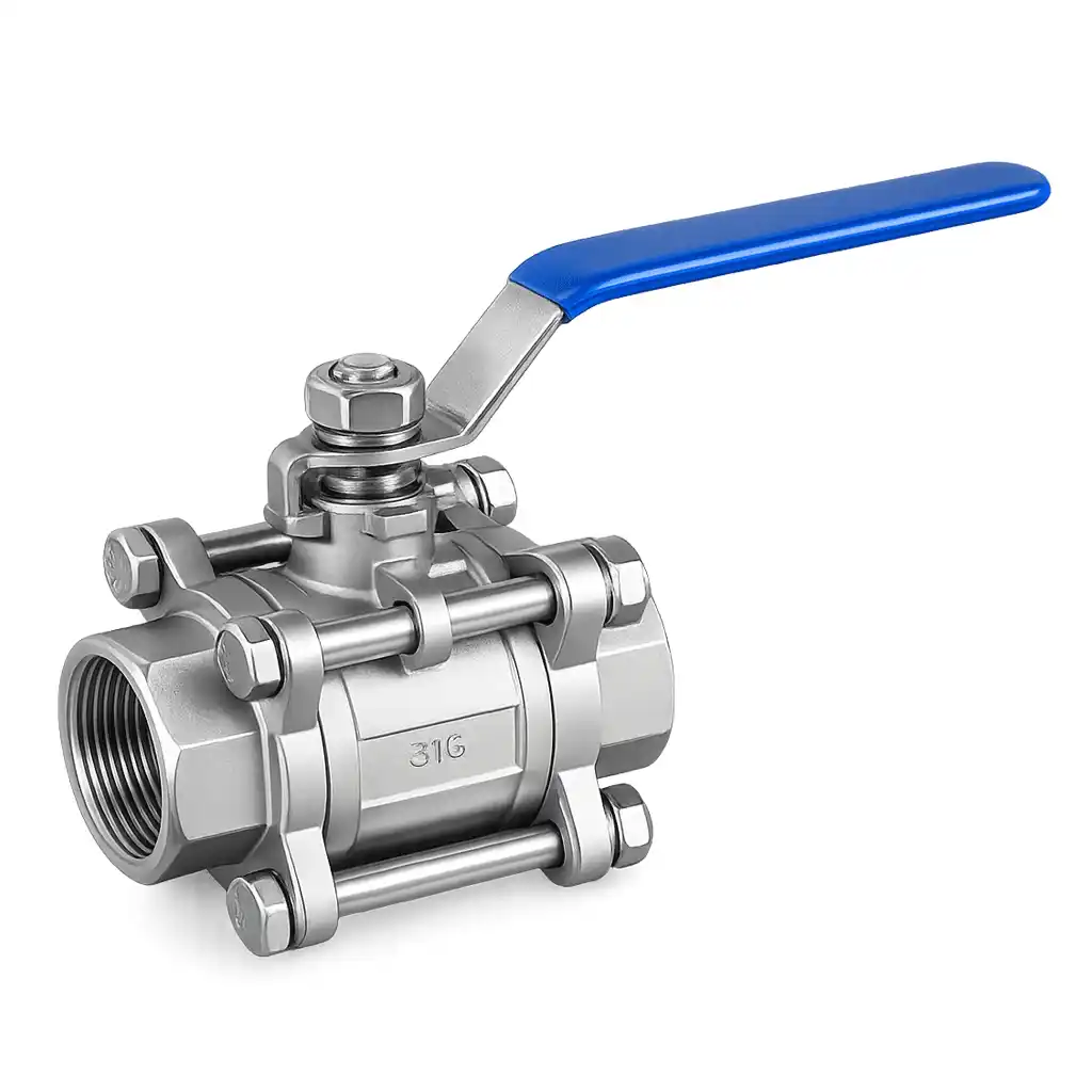 Stainless steel ball valve for pressure and fluid control systems.