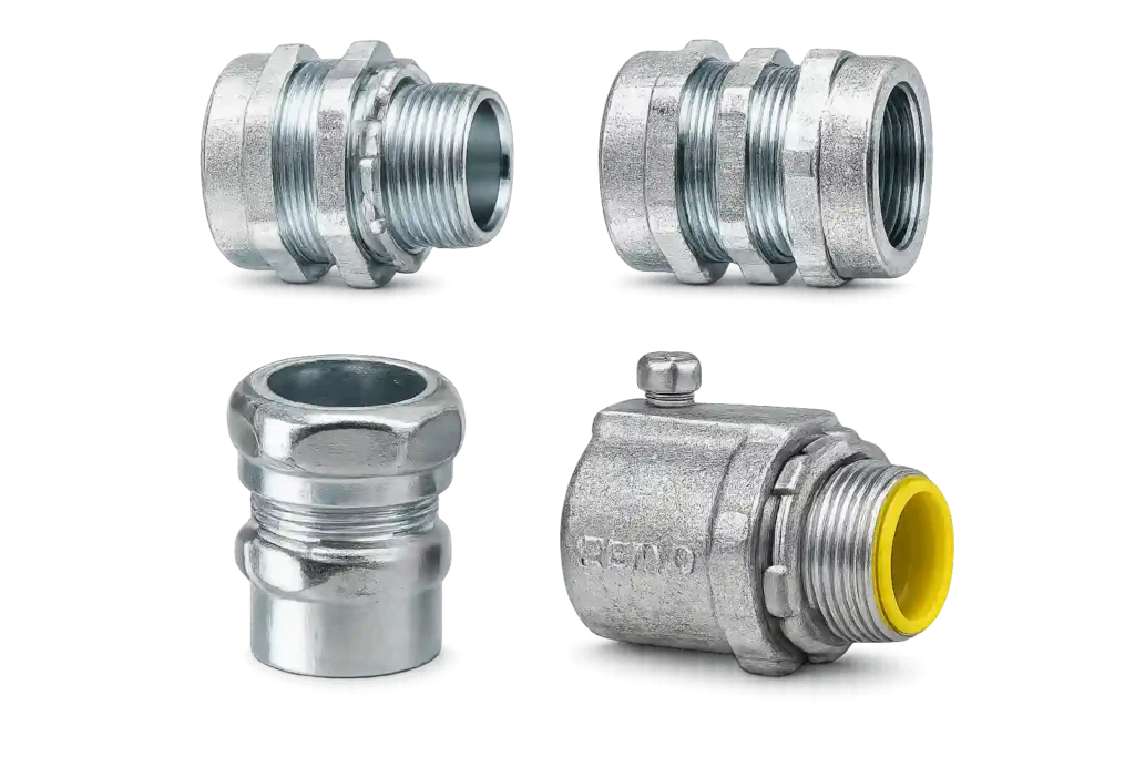 Rigid conduit fittings and compression connectors from Crouse Hinds suppliers in Bahrain for industrial electrical installations.