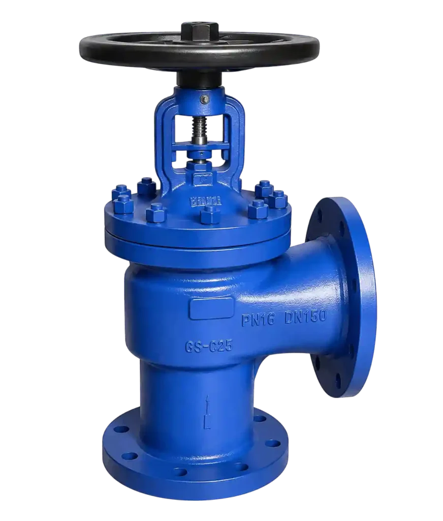 Heavy-duty flanged forged steel angle valve for industrial applications supplied by a forged steel angle valve supplier in Bahrain.