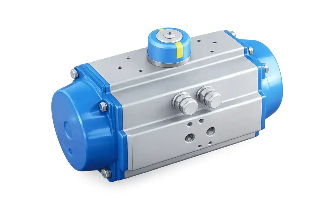 SMC rotary pneumatic actuator used in automation systems.