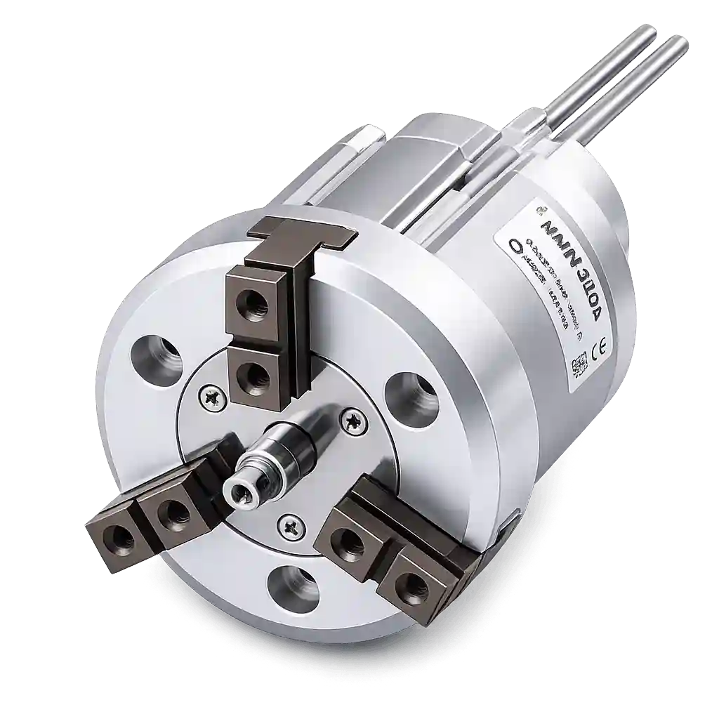 SMC pneumatic air gripper chuck used in industrial automation applications by SMC suppliers in Bahrain.