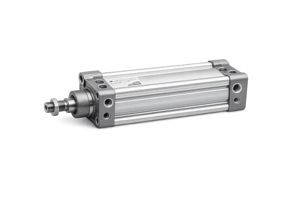 SMC pneumatic cylinder for industrial automation applications.