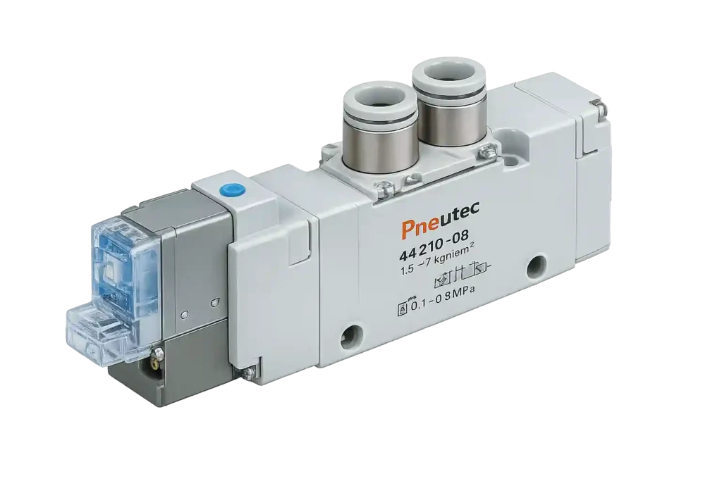 SMC solenoid valve for pneumatic automation systems.