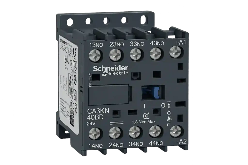 Auxiliary contactor for industrial control and electrical switching applications.