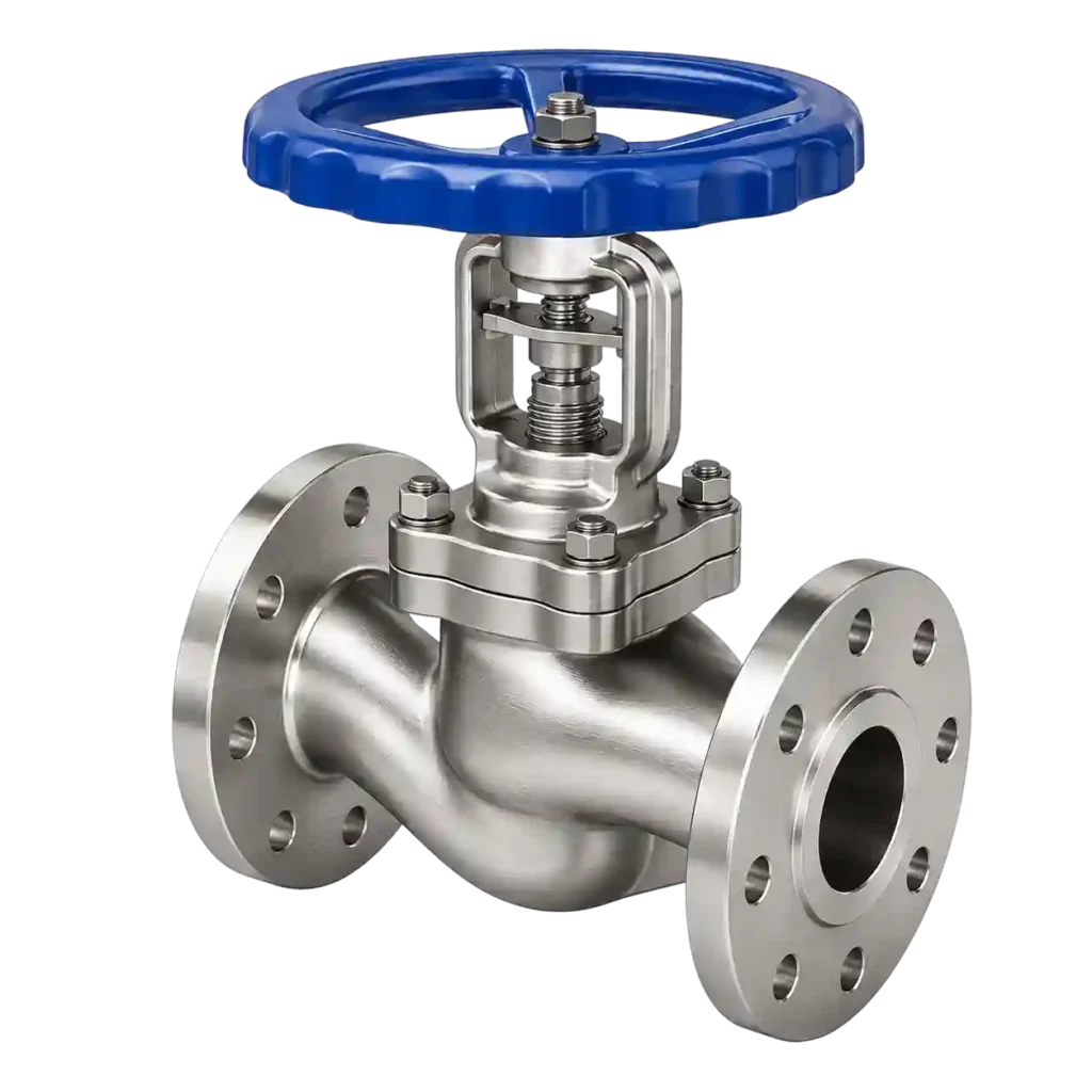 Flanged globe valve from trusted industrial valve suppliers in Bahrain for precise industrial flow control.